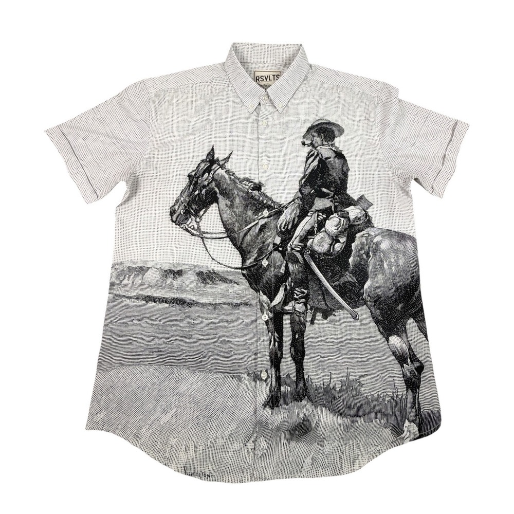 RSVLTS Western Collection Mens Shirt Short Sleeve Button Down Cowboy Graphic XL